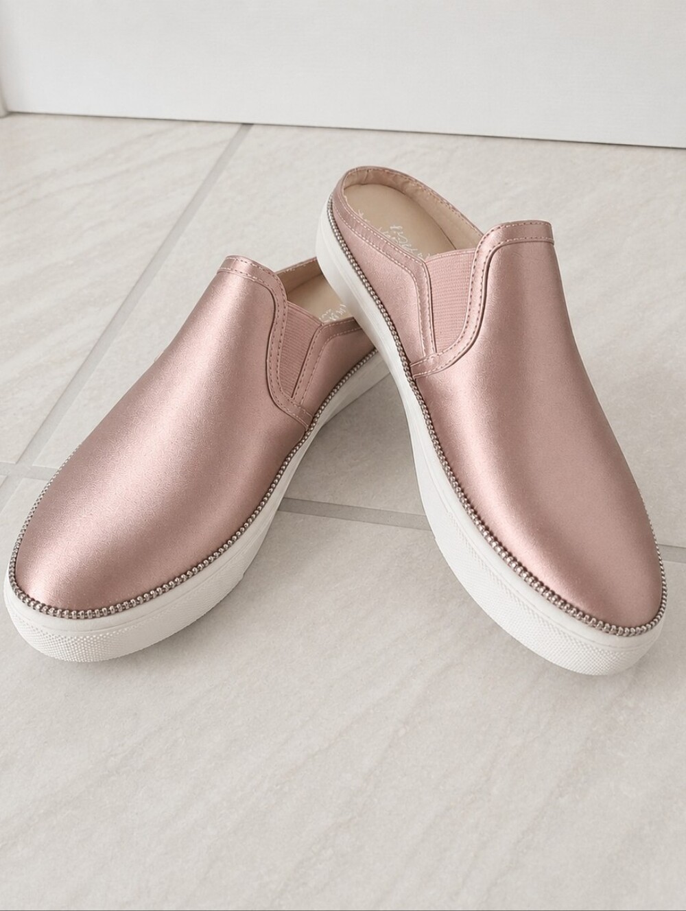 Botkier Hayden Rose Gold Satin Platform Slip On Sneakers Size 6.5